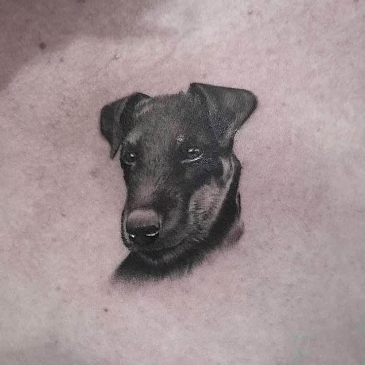 Tattoo hundekopf realism stil